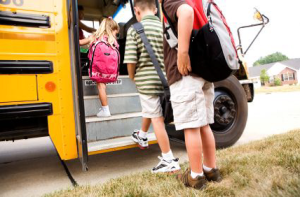 kids boarding school bus
